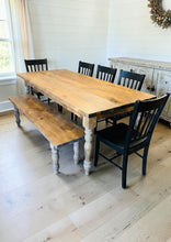 Load image into Gallery viewer, 7-Foot Farmhouse Table with Bench: Handmade Wooden Dining Set