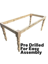 Load image into Gallery viewer, DIY Farmhouse Table Kit Turned Legs Unfinished Wood Base Fits 5-Foot or 6-Foot Tops