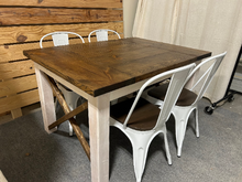 Load image into Gallery viewer, Small Farmhouse Table With Chairs - Espresso Brown, Marshmallow White - Rectangle Kitchen or Dining Room Table - Real Wood