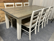 Load image into Gallery viewer, Farmhouse Table - Gray, Antique White - Dining Room or Kitchen Table - Wooden Rustic Table