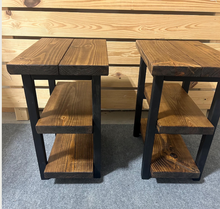 Load image into Gallery viewer, Farmhouse Ladder Style End Tables - Provincial, True Black - Wooden Living Room Furniture or Bedroom Nightstands