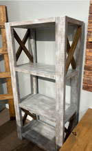 Load image into Gallery viewer, Handmade Wooden Bookshelf - Shelving Unit - Gray, Distressed White - Office, Living Room Furniture