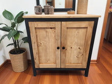 Load image into Gallery viewer, Modern 2-Door Accent Cabinet – Black & Special Walnut