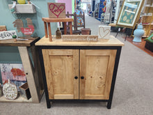 Load image into Gallery viewer, Modern 2-Door Accent Cabinet – Black & Special Walnut