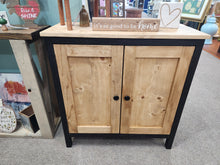 Load image into Gallery viewer, Modern 2-Door Accent Cabinet – Black & Special Walnut