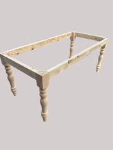 Load image into Gallery viewer, DIY Farmhouse Table Kit Turned Legs Unfinished Wood Base Fits 5-Foot or 6-Foot Tops