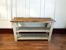 Load image into Gallery viewer, Wooden Buffet or Sideboard - Gray, Provincial Brown - Three Tier Shelving - Entertainment Stand, Entryway Decor - Farmhouse Style