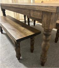 Load image into Gallery viewer, 6-Foot Dining Table Set - With Chair and Bench Seating Options - Dark Walnut - Handcrafted Wooden Set