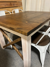 Load image into Gallery viewer, Small Farmhouse Table With Chairs - Espresso Brown, Marshmallow White - Rectangle Kitchen or Dining Room Table - Real Wood