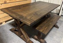 Load image into Gallery viewer, 6ft Classic Trestle Table With Benches (All Dark Walnut)