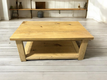 Load image into Gallery viewer, Rectangle Coffee Table - Large Wooden Coffee Table - Sandstone - Living Room Rustic Wood Furniture With Rustic Farmhouse Feel