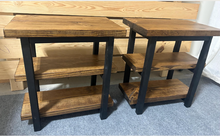 Load image into Gallery viewer, Farmhouse Ladder Style End Tables - Provincial, True Black - Wooden Living Room Furniture or Bedroom Nightstands