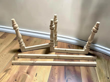 Load image into Gallery viewer, DIY Farmhouse Table Kit Turned Legs Unfinished Wood Base Fits 5-Foot or 6-Foot Tops