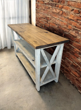 Load image into Gallery viewer, Wooden Buffet or Sideboard - Gray, Provincial Brown - Three Tier Shelving - Entertainment Stand, Entryway Decor - Farmhouse Style