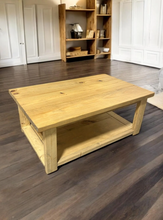 Load image into Gallery viewer, Rectangle Coffee Table - Large Wooden Coffee Table - Sandstone - Living Room Rustic Wood Furniture With Rustic Farmhouse Feel