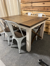 Load image into Gallery viewer, Small Farmhouse Table With Chairs - Espresso Brown, Marshmallow White - Rectangle Kitchen or Dining Room Table - Real Wood