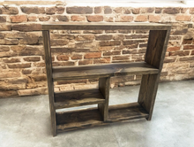 Load image into Gallery viewer, Rustic Farmhouse Shelving Unit: Distressed Dark Walnut Console Table