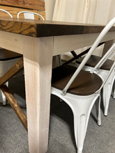Load image into Gallery viewer, Small Farmhouse Table With Chairs - Espresso Brown, Marshmallow White - Rectangle Kitchen or Dining Room Table - Real Wood
