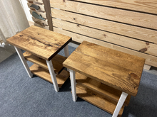 Load image into Gallery viewer, Farmhouse Ladder Style End Tables - White Stain, Early American - Wooden Living Room Furniture or Bedroom Nightstands