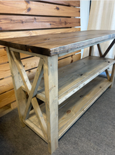Load image into Gallery viewer, Wooden Buffet or Sideboard - Gray, Provincial Brown - Three Tier Shelving - Entertainment Stand, Entryway Decor - Farmhouse Style