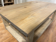 Load image into Gallery viewer, Rectangle Coffee Table - Large Wooden Coffee Table - Sandstone - Living Room Rustic Wood Furniture With Rustic Farmhouse Feel