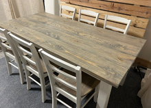 Load image into Gallery viewer, Farmhouse Table - Gray, Antique White - Dining Room or Kitchen Table - Wooden Rustic Table