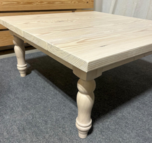 Load image into Gallery viewer, Large Square Farmhouse Turned Leg Coffee Table (Simply White)