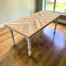 Load image into Gallery viewer, DIY Farmhouse Table Kit Turned Legs Unfinished Wood Base Fits 5-Foot or 6-Foot Tops