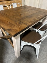Load image into Gallery viewer, Small Farmhouse Table With Chairs - Espresso Brown, Marshmallow White - Rectangle Kitchen or Dining Room Table - Real Wood
