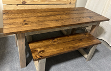 Load image into Gallery viewer, Farmhouse Table Set - Narrow Dining Table - X Accent - Classic Gray and Provincial Brown - Perfect for Cozy Dining Spaces