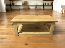 Load image into Gallery viewer, Rectangle Coffee Table - Large Wooden Coffee Table - Sandstone - Living Room Rustic Wood Furniture With Rustic Farmhouse Feel