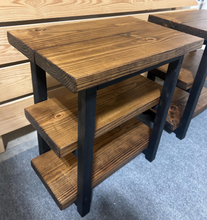 Load image into Gallery viewer, Farmhouse Ladder Style End Tables - Provincial, True Black - Wooden Living Room Furniture or Bedroom Nightstands