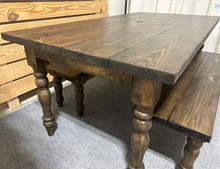 Load image into Gallery viewer, 6-Foot Dining Table Set - With Chair and Bench Seating Options - Dark Walnut - Handcrafted Wooden Set