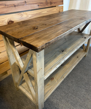 Load image into Gallery viewer, Wooden Buffet or Sideboard - Gray, Provincial Brown - Three Tier Shelving - Entertainment Stand, Entryway Decor - Farmhouse Style