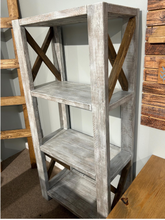 Load image into Gallery viewer, Handmade Wooden Bookshelf - Shelving Unit - Gray, Distressed White - Office, Living Room Furniture