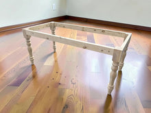 Load image into Gallery viewer, DIY Farmhouse Table Kit Turned Legs Unfinished Wood Base Fits 5-Foot or 6-Foot Tops
