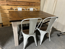 Load image into Gallery viewer, Small Farmhouse Table With Chairs - Espresso Brown, Marshmallow White - Rectangle Kitchen or Dining Room Table - Real Wood
