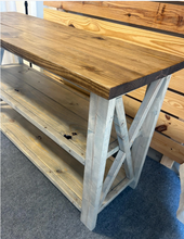 Load image into Gallery viewer, Wooden Buffet or Sideboard - Gray, Provincial Brown - Three Tier Shelving - Entertainment Stand, Entryway Decor - Farmhouse Style