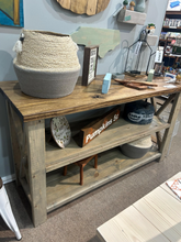 Load image into Gallery viewer, Wooden Buffet or Sideboard - Gray, Provincial Brown - Three Tier Shelving - Entertainment Stand, Entryway Decor - Farmhouse Style