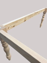 Load image into Gallery viewer, DIY Farmhouse Table Kit Turned Legs Unfinished Wood Base Fits 5-Foot or 6-Foot Tops