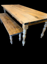 Load image into Gallery viewer, 7-Foot Farmhouse Table with Bench: Handmade Wooden Dining Set