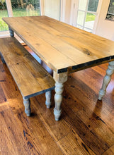 Load image into Gallery viewer, 7-Foot Farmhouse Table with Bench: Handmade Wooden Dining Set