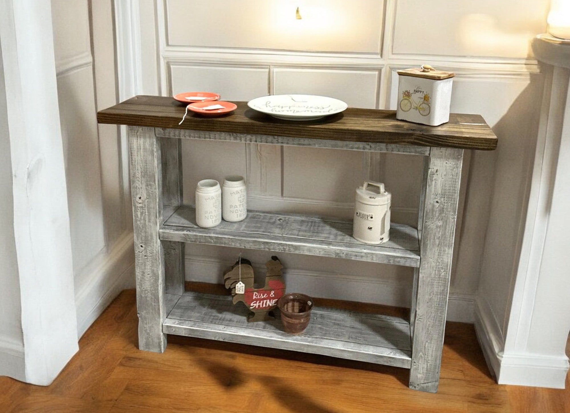 Walnut and white console table sales