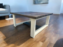 Load image into Gallery viewer, Large Modern Coffee Table (Dark Walnut, Antique White)