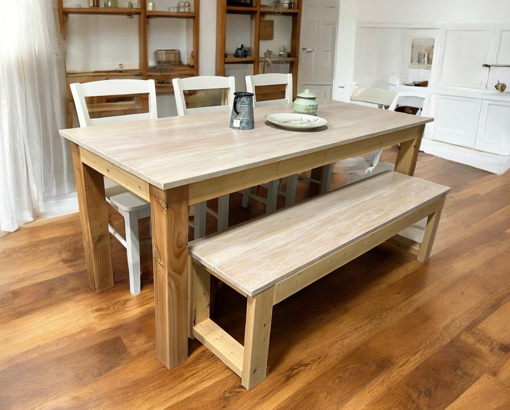Oak Dining Table Chairs and Bench Seating Options Whitewash and Golden Pecan 6ft Narrow Kitchen Table