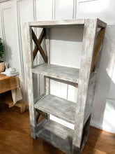 Load image into Gallery viewer, Handmade Wooden Bookshelf - Shelving Unit - Gray, Distressed White - Office, Living Room Furniture
