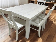 Load image into Gallery viewer, White Dining Table Set - Chair and Bench Combo - Marshmallow White, Antique White - Coastal Farmhouse Kitchen Table Set