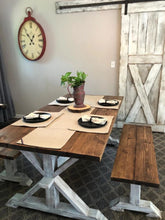 Load image into Gallery viewer, 6ft Classic Pedestal Table With Benches (Provincial, Distressed White)