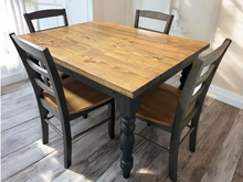 Load image into Gallery viewer, Small Modern Farmhouse Table Set - With Chairs and Turned Legs - Black and Provincial Brown - Dining Table - Kitchen Table