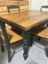 Load image into Gallery viewer, Small Modern Farmhouse Table Set - With Chairs and Turned Legs - Black and Provincial Brown - Dining Table - Kitchen Table